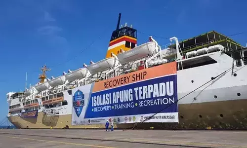 இந்தோனேஷியா: கொரோனா பாதிப்பு காரணமாக, சிகிச்சை மையமாக மாறிய சொகுசு கப்பல் !