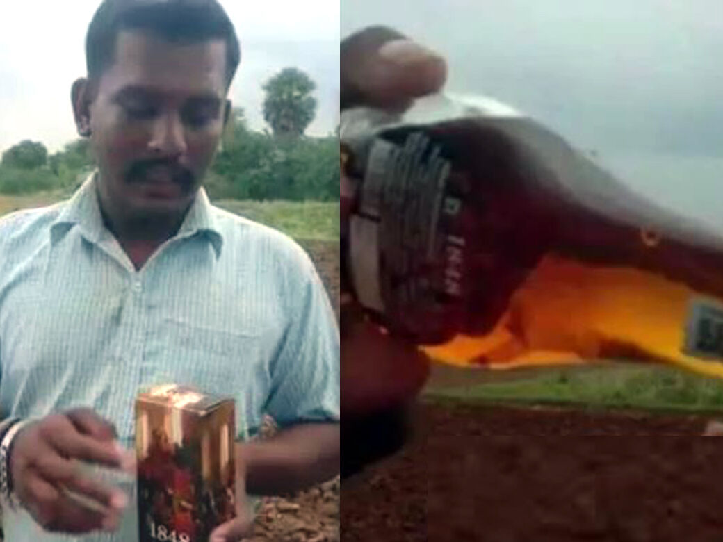 சரக்குப் பாட்டிலில் பல்லி ! அதிர்ச்சியில் குடிமகன்!