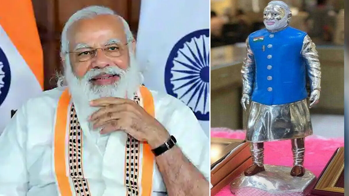 மத்திய பிரதேசம்: சந்தையில் அறிமுகமான பிரதமரின் வெள்ளி உருவச் சிலைகள் !