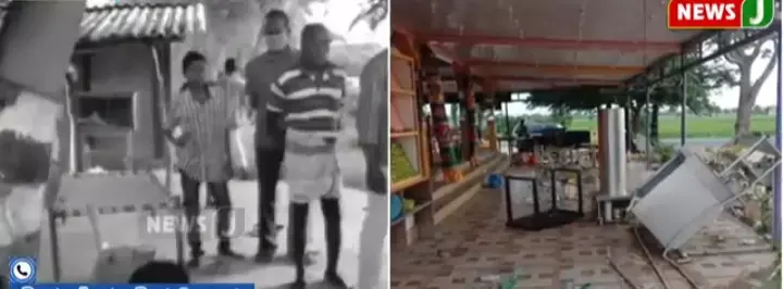 தி.மு.ககாரன் கேட்குறேன் சிகரெட் லேட்டா தர்ற -  பெண்ணின் உடையை  இழுத்து தி.மு.கவினர் தஞ்சையில் அட்டகாசம் !