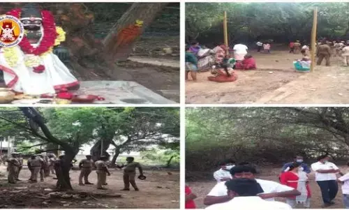 200 ஆண்டுகள் பழமைவாய்ந்த முனீஸ்வரர் கோயிலை அகற்ற முயலும் இந்து சமய அறநிலைய துறை ! எதிர்ப்பு தெரிவித்து இந்து முன்னணி போராட்டம் !