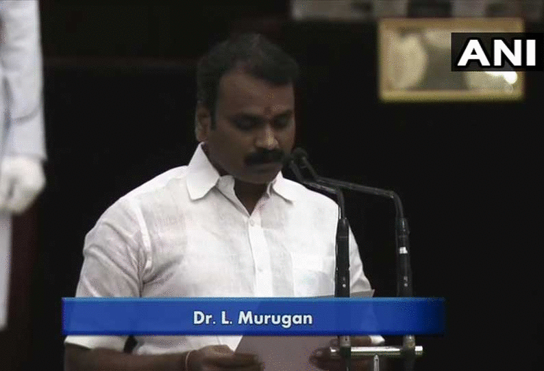 தொன்மையான தமிழ் மொழியில் மாநிலங்களவை உறுப்பினராக பொறுப்பேற்ற எல்.முருகன்!