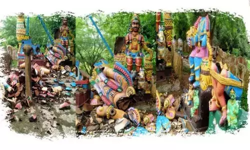 சிறுவாச்சூரில் நான்காவது முறையாக சாமி சிலைகள் உடைப்பு, தட்டிக்கேட்பாரா அறநிலையத்துறை அமைச்சர் சேகர்பாபு ?  -  இந்து முன்னணி சரமாரி கேள்வி.