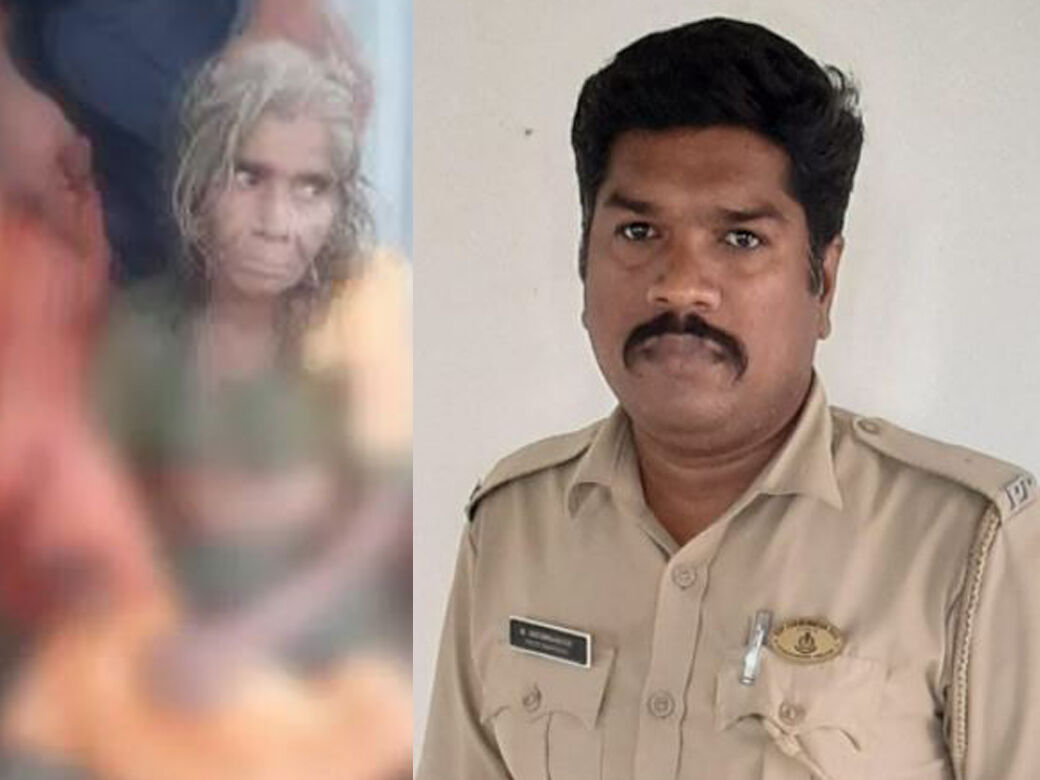 கழிவுநீரில் விழுந்த மூதாட்டியை மீட்டு வீட்டில் பத்திரமாக சேர்த்த காவலர்!