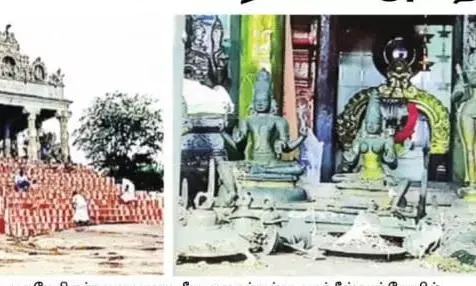 பாண்டியர் காலத்தில் கட்டப்பட்ட  கோயிலில் ரகசிய அறை திறப்பு ! ஐம்பொன் சிலைகள் மற்றும் பழமையான பூஜை பொருட்கள் கண்டெடுப்பு !