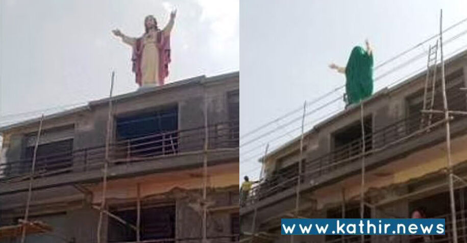 சேலம்: அனுமதியின்றி வணிக வளாகத்தில் இயேசு சிலை: பா.ஜ.க. போராட்டத்தால் திரையிட்டு மறைப்பு!