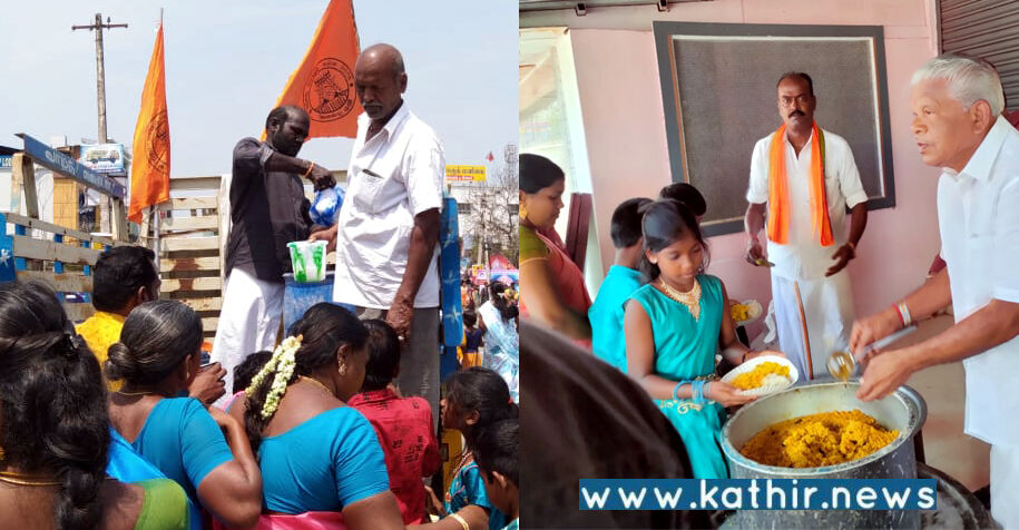 திருவாரூர் தேரோட்டத்தில் பங்கேற்றவர்களுக்கு நீர்மோர், அன்னதானம் வழங்கிய இந்து முன்னணி!