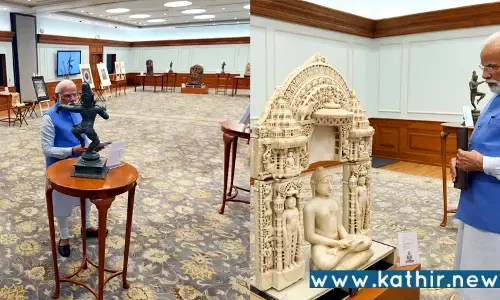 ஆஸ்திரேலியாவில் இருந்து மீட்ட 29 பழங்கால பொருட்களை ஆய்வு செய்த பிரதமர் மோடி!