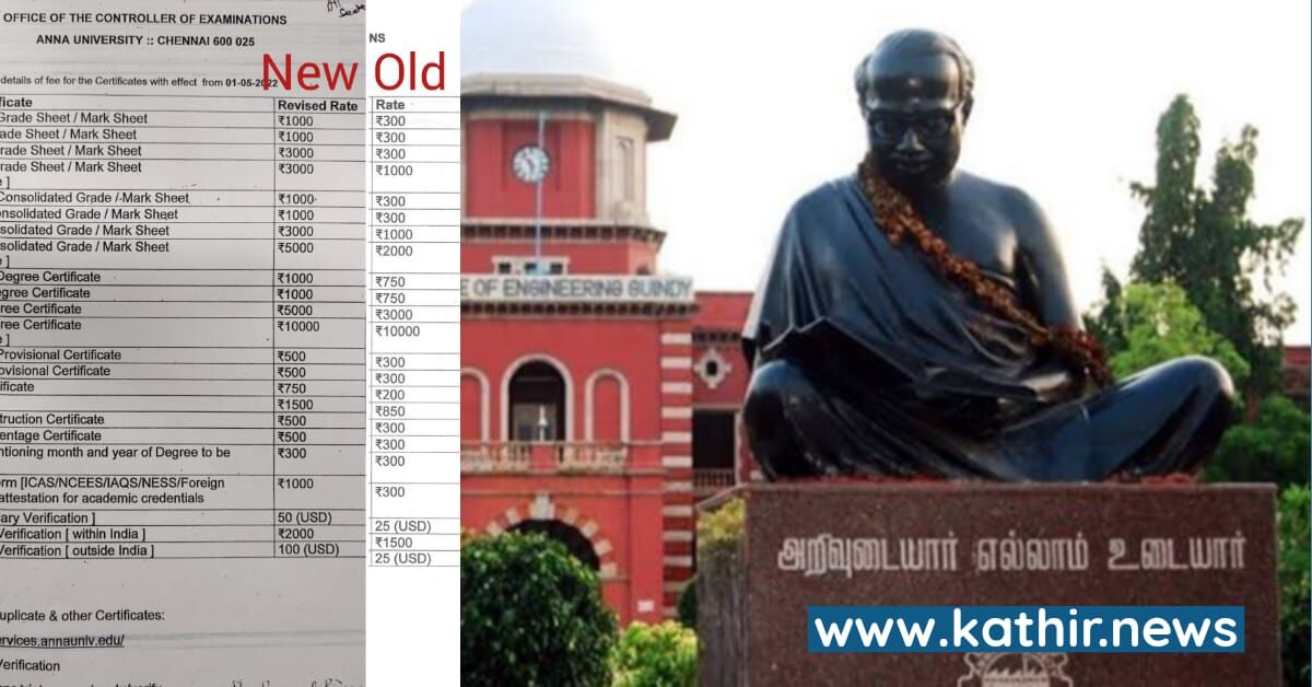 எதிர்ப்பின் காரணமாக உயர்த்திய கட்டணங்களை திரும்ப பெற்ற அண்ணா பல்கலைக்கழகம்