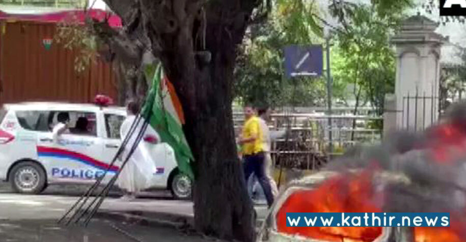 சோனியாவிடம் விசாரணை: அமலாக்கத்துறை அலுவலகம் வெளியே காருக்கு தீ வைத்த காங்கிரஸ்!