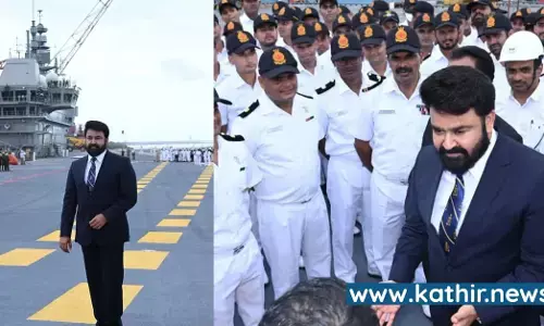 இந்தியாவிலேயே முழுவதும் தயாரான விக்ராந்த் கப்பலை பார்வையிட்ட மோகன்லால்
