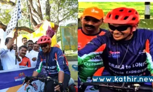 கேரளா to லண்டன் - சைக்கிளிலேயே 30,000 கிலோ மீட்டர் கடக்க துணிந்த இளைஞர்!