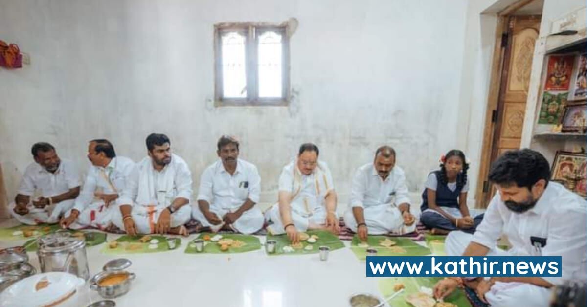 தமிழக குக் கிராமத்தில் பட்டியலின நிர்வாகி வீட்டில் காலை உணவு - தமிழகம் வந்து சமூகநீதி வகுப்பெடுத்த ஜே.பி.நட்டா