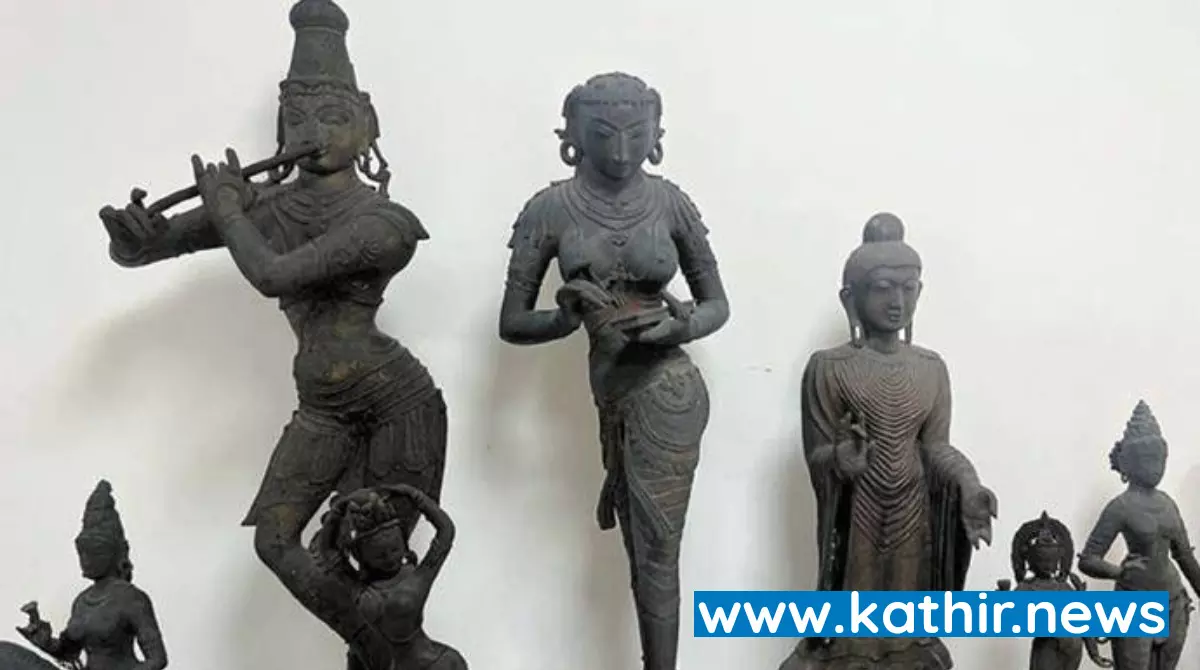 அமெரிக்காவில் வசிப்பவர் வீட்டில் பதுக்கிய சாமி சிலைகள் பறிமுதல்