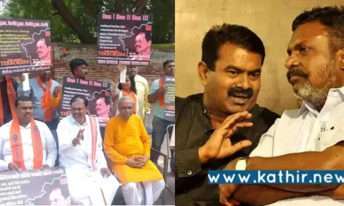 நாம் தமிழர் கட்சி, விடுதலை சிறுத்தை தடை செய்ய வேண்டும்- டெல்லியில் அர்ஜுன் சம்பத் ஆர்ப்பாட்டம்!