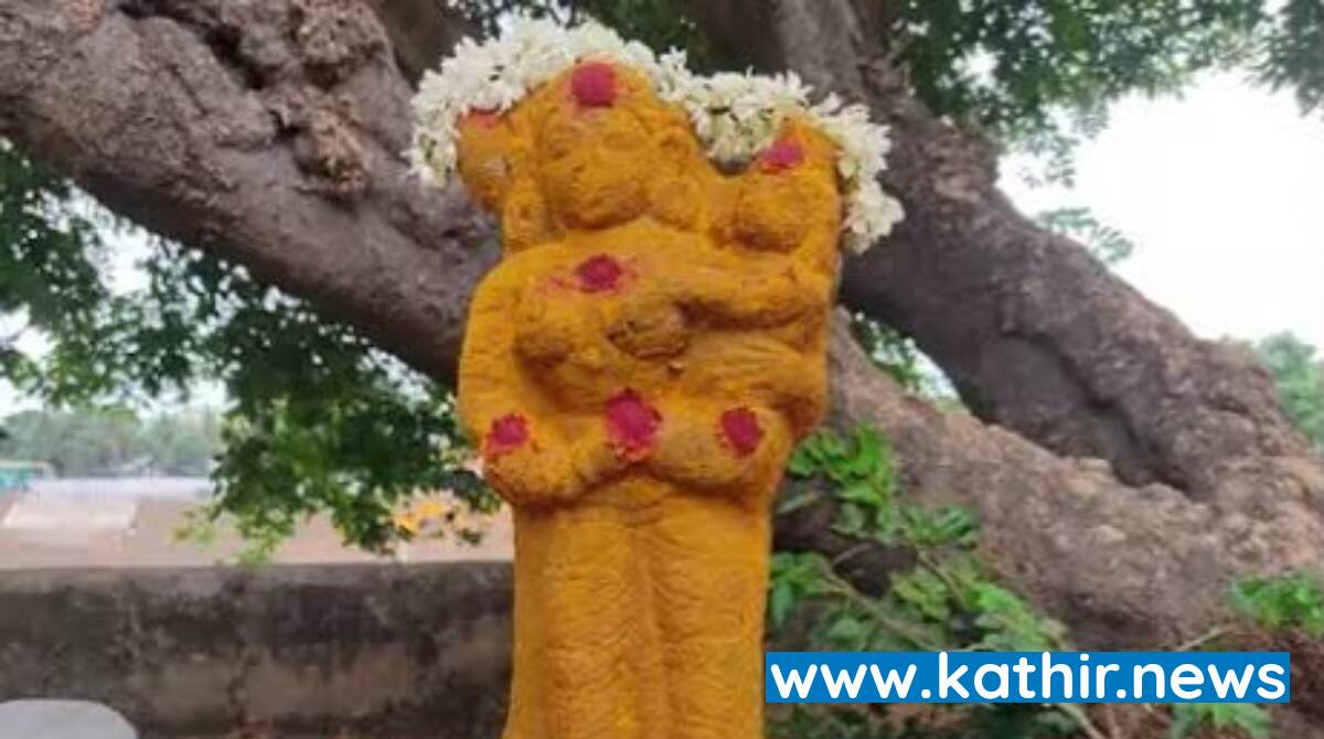 மன்னார்குடியில் குழந்தையுடன் கூடிய பெண் கற்சிலை  கண்டெடுப்பு