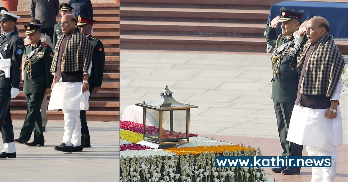 விஜய் திவாஸ் தினம் - வீரர்களின் நினைவிடத்தில் ராஜ்நாத் சிங் மலர் வைத்து அஞ்சலி