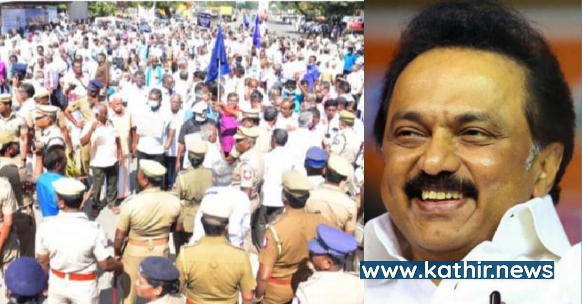 தேர்தல் வாக்குறுதி எங்கே எனக்கேட்டு போராடிய 1100 போக்குவரத்து கழக ஊழியர்களை கைது செய்த தி.மு.க அரசு