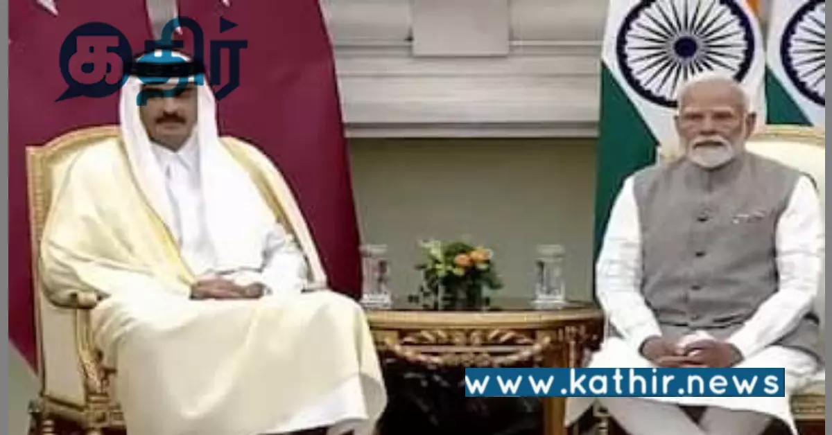 சிவப்பு கம்பள வரவேற்பில் கத்தார் மன்னர்: டெல்லியில் சிறப்பு வரவேற்பு!