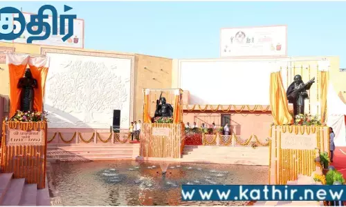 கலாச்சாரத்தின் அடையாளம்!! மூன்று இசை மேதைகளின் சிலைகளை திறந்து வைத்த நிர்மலா சீதாராமன்!!